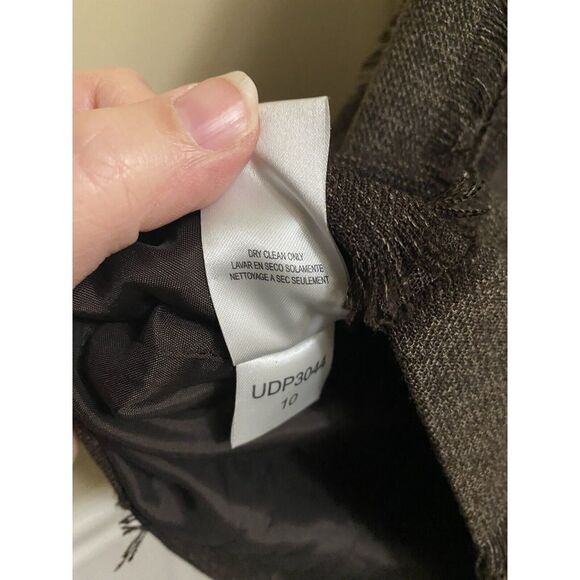 DOROTHEE BIS SKIRT BROWN W/SEQUIN BAND PLEATS DOWN W/TORN FRINGE SIZE 10 **READ - Picture 5 of 11